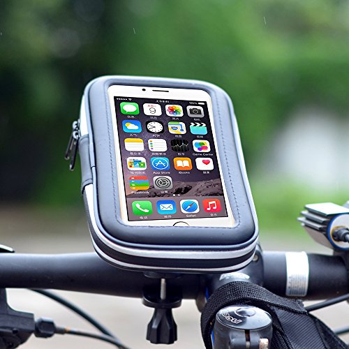 BASSTOP Bike Mount Holder Motorcycle Handlebar Bag Phone Holder Waterproof Zipper Case for Iphone 6 6s 5s Samsung Galaxy S4 S3 and Cellphone up to 5″ (5.5″)