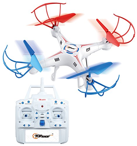 Top Race 4-Channel Quad Copter Drone, Ultra Stable with 1 Key Return & Headless Mode Option (TR-411)