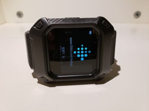 New Fitbit Ionic Smartwatch-Replacement Ruggadized Black Band+Bonus Charger, L/G