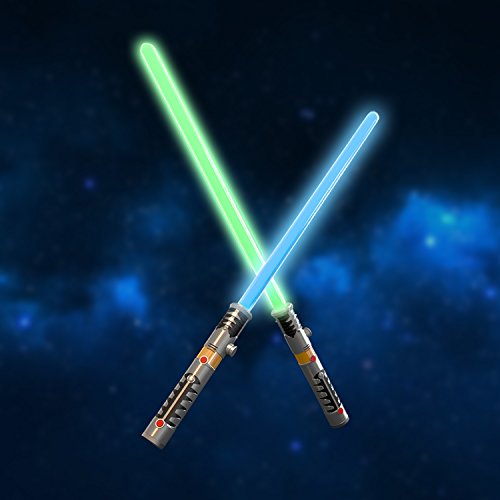 FUN LITTLE TOYS LED Light Saber Laser Sword FX Lightsaber Fighters Galaxy Warriors, 2 in 1 Light Sound Effect