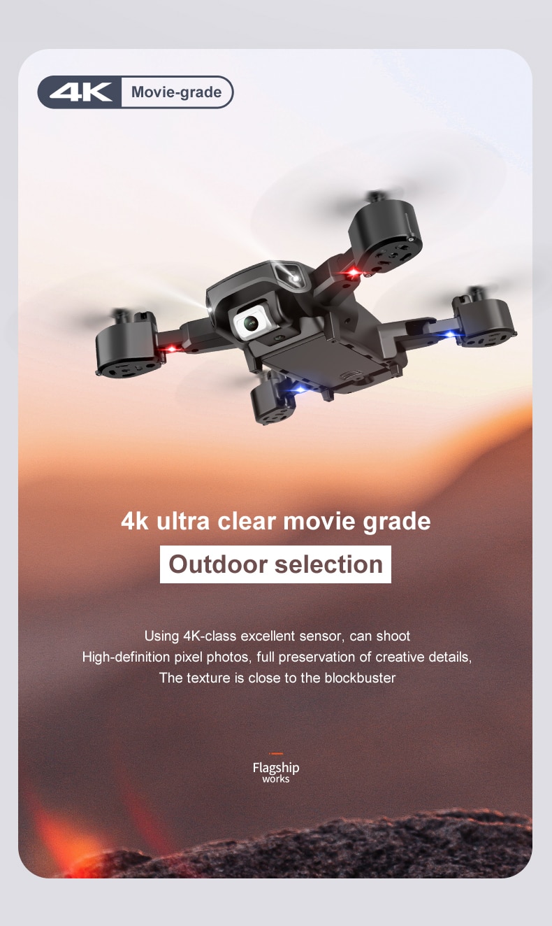 H3863615487834998ba1a6610556174f7d APP New Mini Drone 4K 1080P HD Camera WiFi Fpv Air Pressure Altitude Hold Black And White Foldable Quadcopter RC Dron Toy