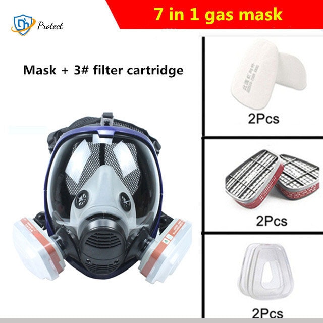 H3a63ce0695274994ba9245a7fd03bb8fm Chemical Mask 6800 7 in 1 Gas Mask Dustproof Respirator Paint Pesticide Spray Silicone Full Face Filters for Laboratory Welding