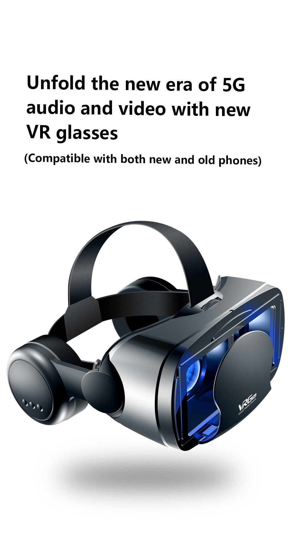 H505a848cbf03438b93fd1522a748bbf49 3D VR Headset Smart Virtual Reality Glasses Helmet for Smartphones Phone Lenses with Controllers Headphones 7 Inches Binoculars