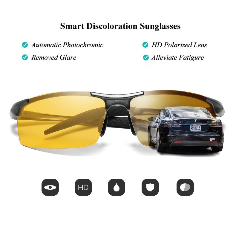 H70a39f2c4b67433f8fcf639fcc2ac053U Top Anti glare Day Night Vision Glasses For Driving Men Polarized Sunglasses Photochromic Driver Goggles Glasses zonnebril heren