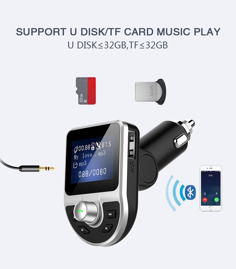 H7c51afb8c07849c58381de281c8f7419R KORSEED Car Kit 3.1A USB Charger Music Radio Bluetooth Receiver FM Transmitter Modulator Handsfree Carkit AUX audio MP3 Player