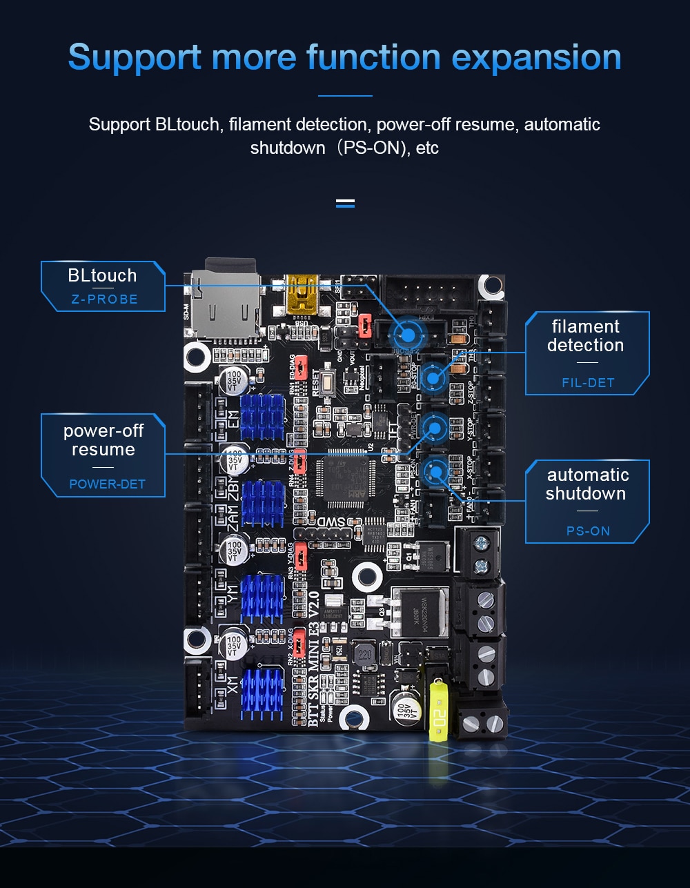 Ha8289e7a7410448cb38cbb74cee6e23d5 BIGTREETECH SKR MINI E3 V2 32Bit 3D Motherboard TMC2209 3D Printer Parts For Ender 3/5 Pro Upgrade BTT SKR V1.4 Turbo SKR 2