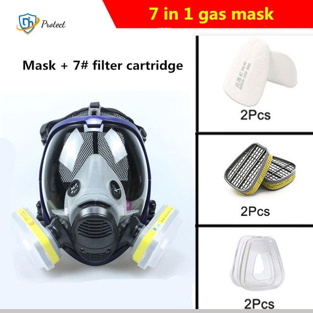 Hfc1ff05b49854f50a71f833dc2abbf53V Chemical Mask 6800 7 in 1 Gas Mask Dustproof Respirator Paint Pesticide Spray Silicone Full Face Filters for Laboratory Welding