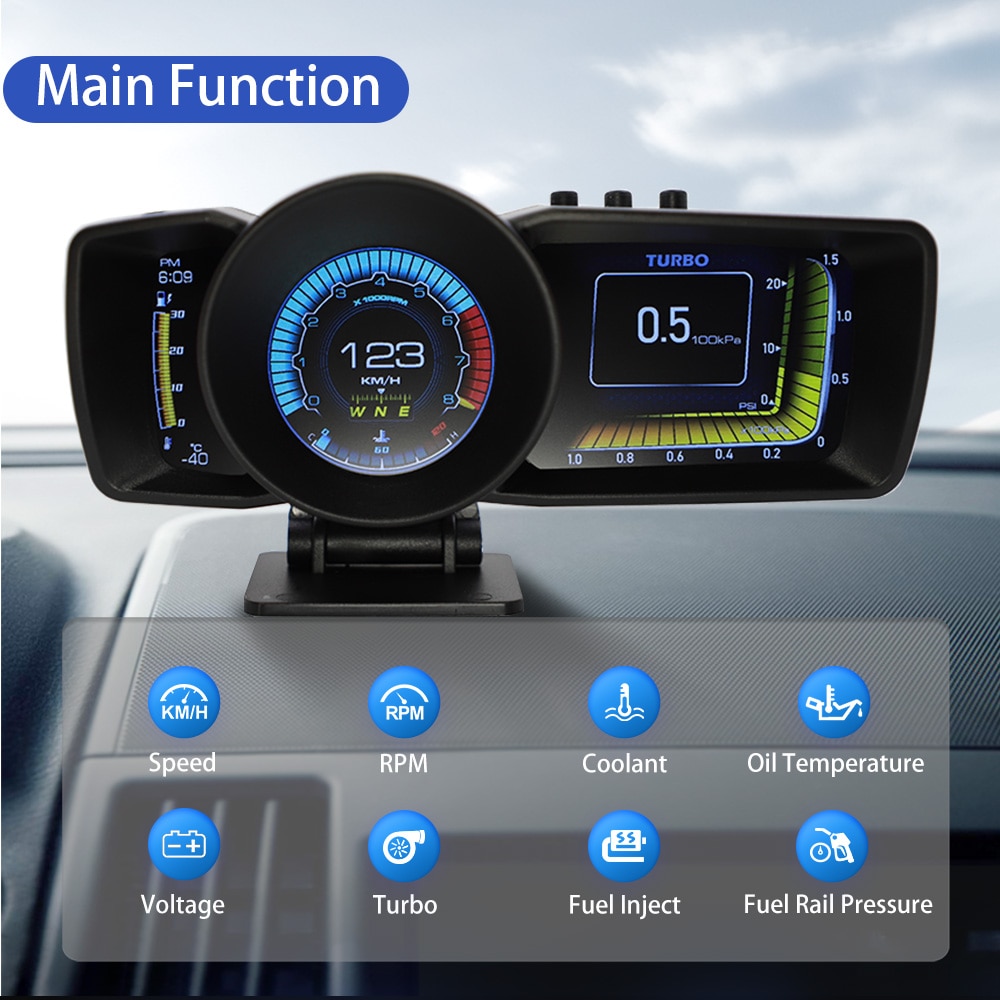 H17196dc1f33042348ff2cd7638cf5f466 Vjoy Hawk 3.0 Car HUD Multi Function Dashboard Head Up Display OBD2 GPS Smart Speedometer Auto Gauge Alarm System Turbo Boost