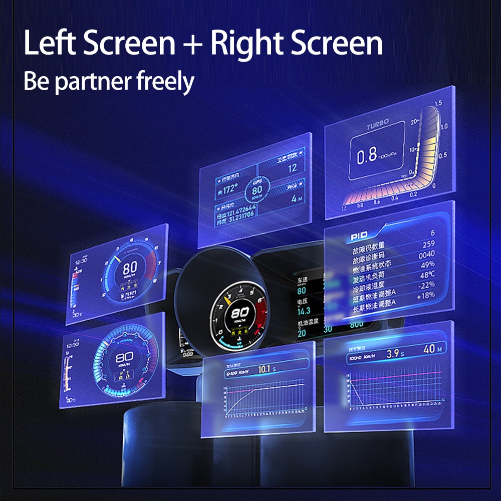 H9802dcb7ae6848c49bbbaa0cd9f0d3d6J Vjoy Hawk 3.0 Car HUD Multi Function Dashboard Head Up Display OBD2 GPS Smart Speedometer Auto Gauge Alarm System Turbo Boost