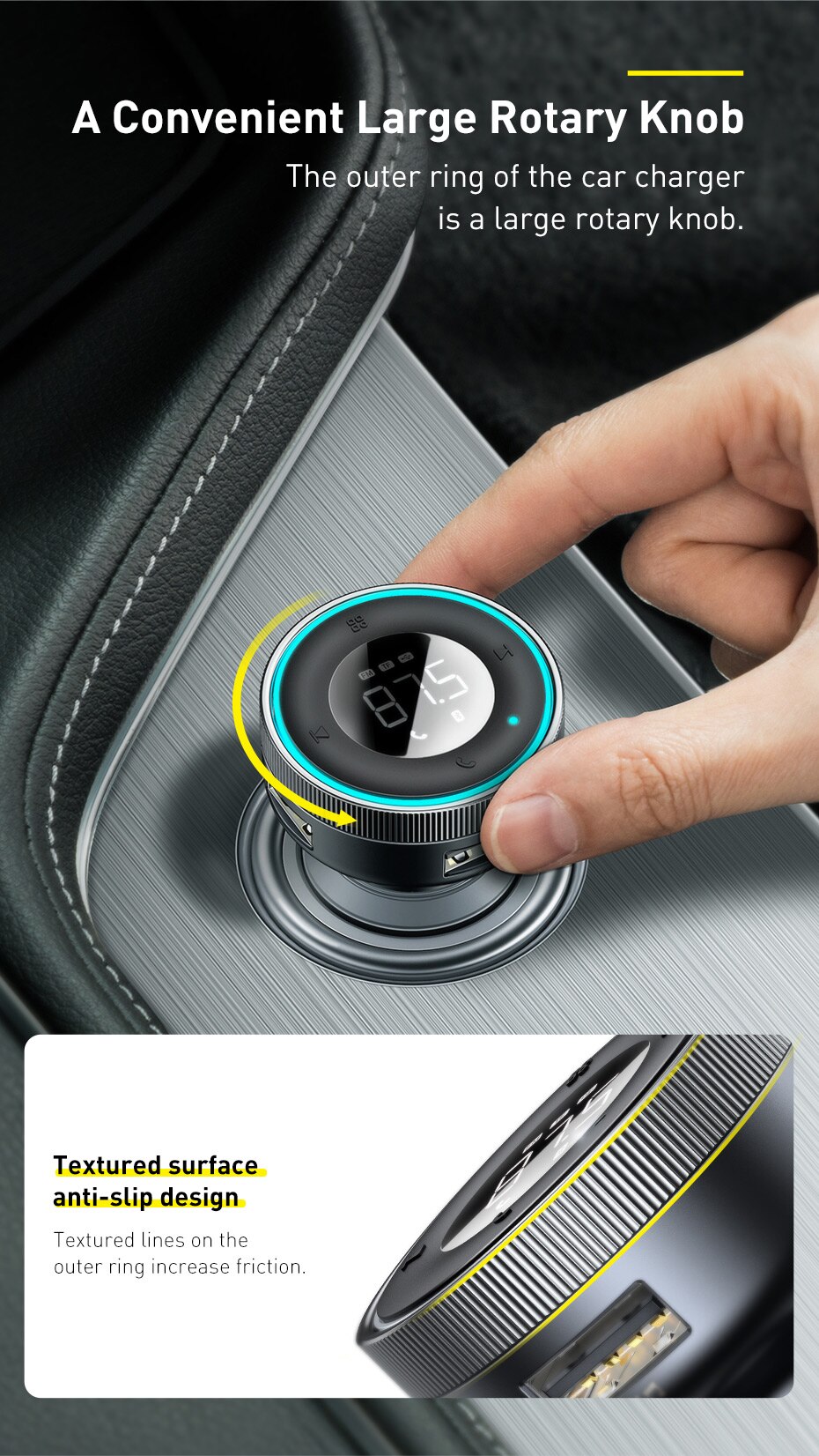 Ha9d1105215324f9091633b0b37d97ccft image Ha9d1105215324f9091633b0b37d97ccft Baseus FM Transmitter Car Wireless Bluetooth compatible 5.0 Adapter Handsfree Aux Audio Receiver MP3 Player USB Fast Car Charger