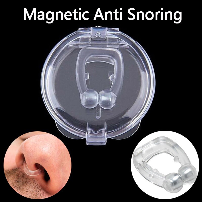 Hae4317a456324fa8befa383a79ff7e4cZ 2/4 Pc Magnetic Anti Snoring Device Silicone Anti Snore Stopper Nose Clip Tray Sleeping Aid Apnea Guard Night Device With Case