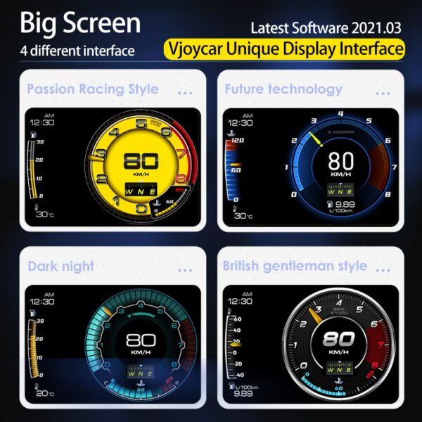Vjoy Hawk 3.0 Car HUD Multi-Function Dashboard Head Up Display OBD2 GPS Smart Speedometer Auto Gauge Alarm System Turbo Boost - Image 2