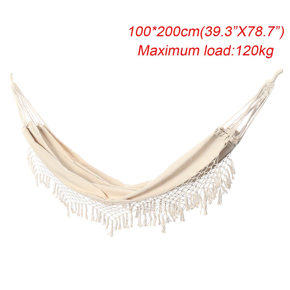 H0ff5b5d925b8489baae8caa9e983dbb1w image H0ff5b5d925b8489baae8caa9e983dbb1w 2 Person Maximum 200kg Hammock Large Brazilian Macrame Fringe Double Hammock Swing Net Chair Out/Indoor Hanging Hammock Swings