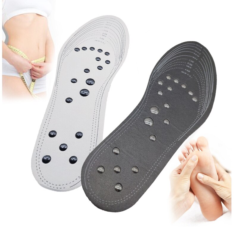 Hdf736b47cd2542bc974e7d26307bdbadL 18 magnets Unisex Magnetic Therapy Massage Insoles Foot Acupressure Shoe Pads Therapy Slimming Insoles for Weight Loss