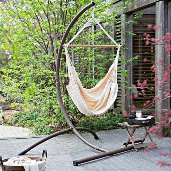 Portable Hammock Chair Hanging Rope Chair Swing Chair Seat with 2 Pillows for Garden Indoor Outdoor Fashionable Hammock Swings - Image 4