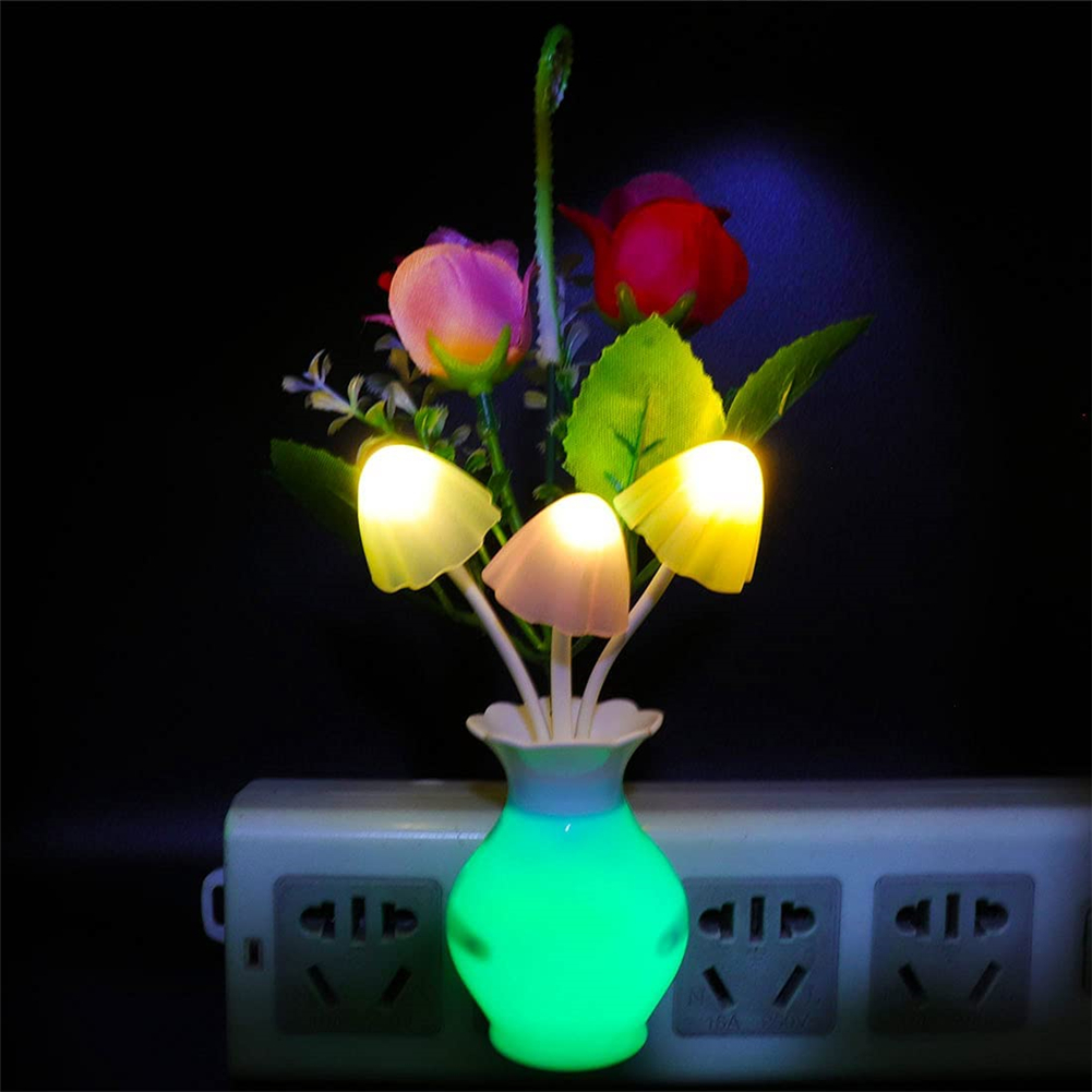 173001651029808 LED Lilac Night Light Lamp Colorful Rose Mushroom Lamp Romantic Lilac Night Lighting for Home Art Decor US/EU Plug