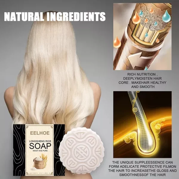 1pc Solid Rice Shampoo Bar Citrus Scent Hair Growth Shampoo Soap Hair Regrow Shampoos Moisturizing Anti Hair Loss Treatments - Image 2
