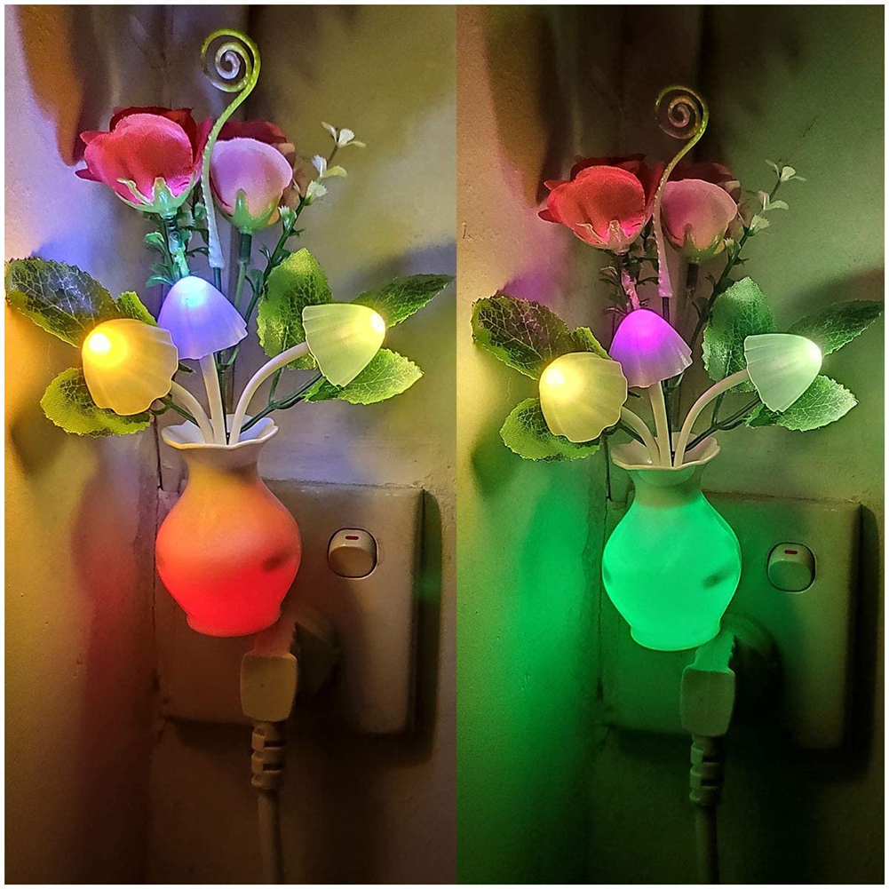 340331651029808 LED Lilac Night Light Lamp Colorful Rose Mushroom Lamp Romantic Lilac Night Lighting for Home Art Decor US/EU Plug