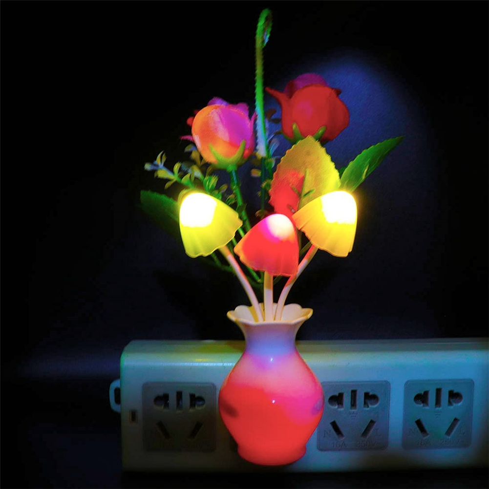 378171651029808 LED Lilac Night Light Lamp Colorful Rose Mushroom Lamp Romantic Lilac Night Lighting for Home Art Decor US/EU Plug