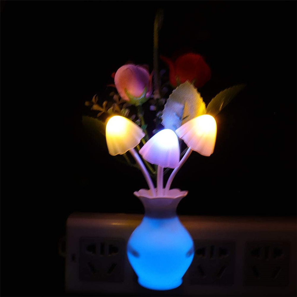 715431651029808 LED Lilac Night Light Lamp Colorful Rose Mushroom Lamp Romantic Lilac Night Lighting for Home Art Decor US/EU Plug