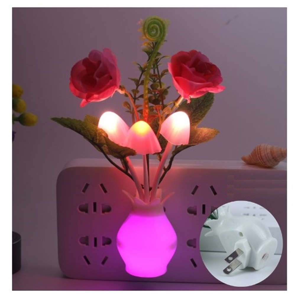 833021651029808 LED Lilac Night Light Lamp Colorful Rose Mushroom Lamp Romantic Lilac Night Lighting for Home Art Decor US/EU Plug