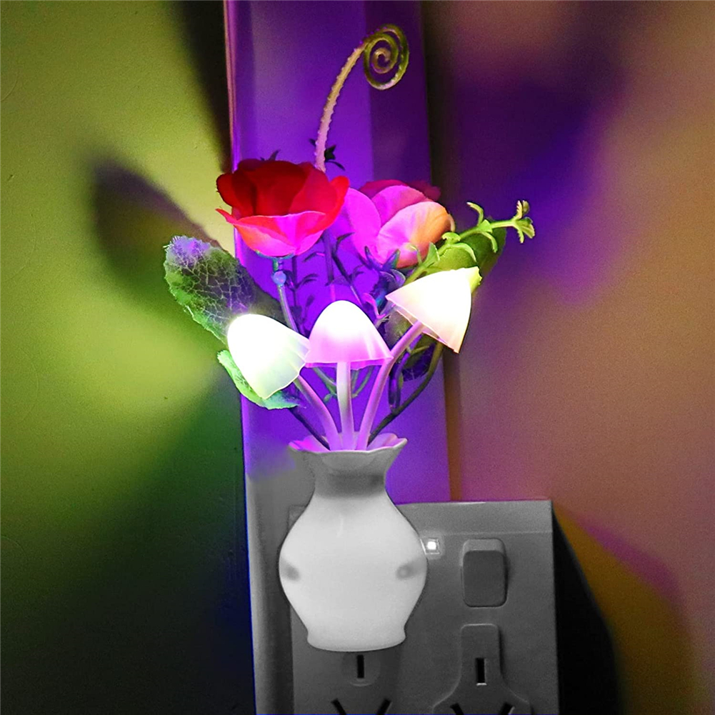 863571651029808 LED Lilac Night Light Lamp Colorful Rose Mushroom Lamp Romantic Lilac Night Lighting for Home Art Decor US/EU Plug