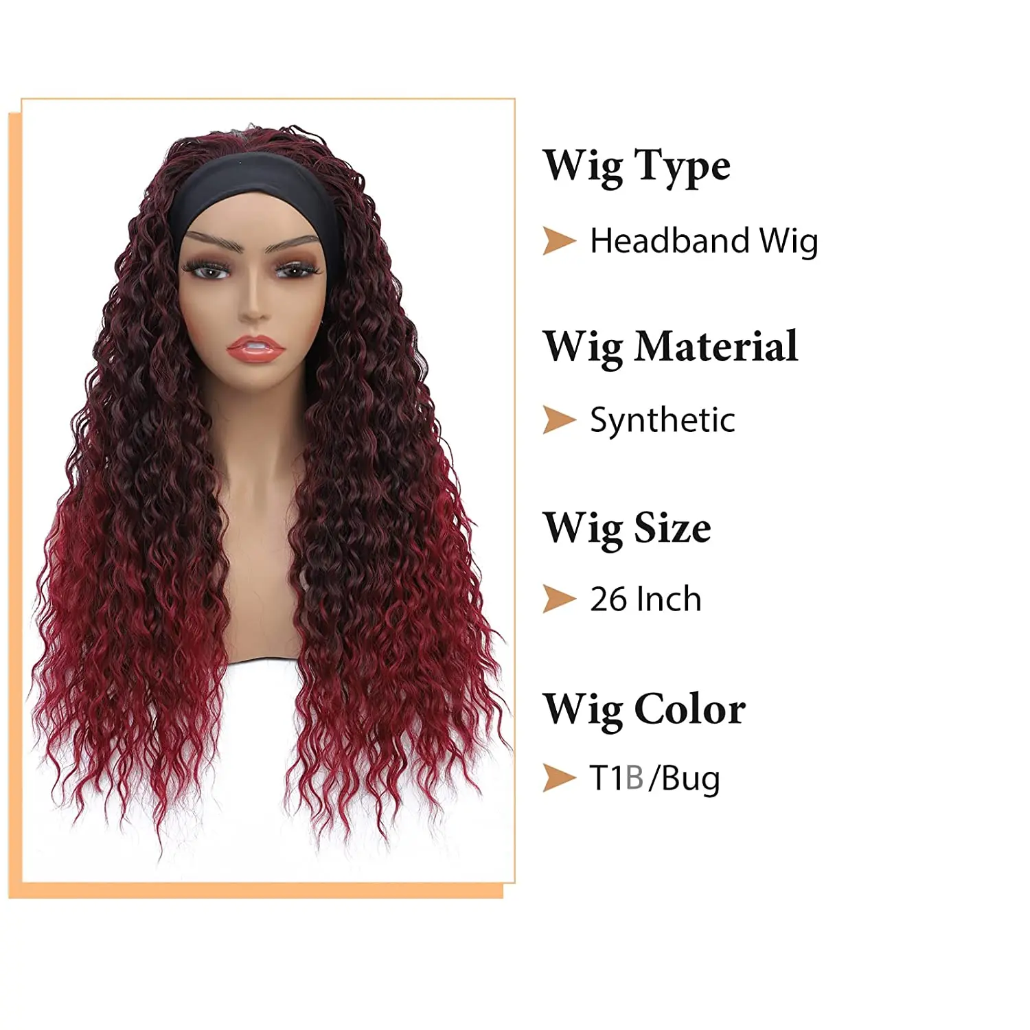 %name Headband Wig Synthetic Water Wave Headband Wigs for Black Women Deep Wavy Wigs with Headbands Attached Glueless Black Half Wig