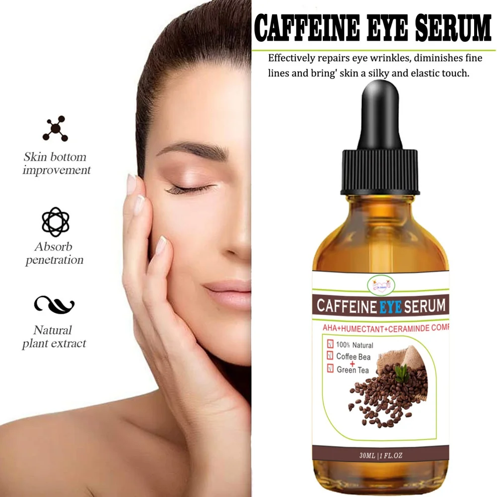 %name 30ml Caffeine Eye Serum Anti Wrinkle Removal Bag Eye Dark Circle Anti Aging Fade Fine Line Puffiness Essence Beauty Health Care