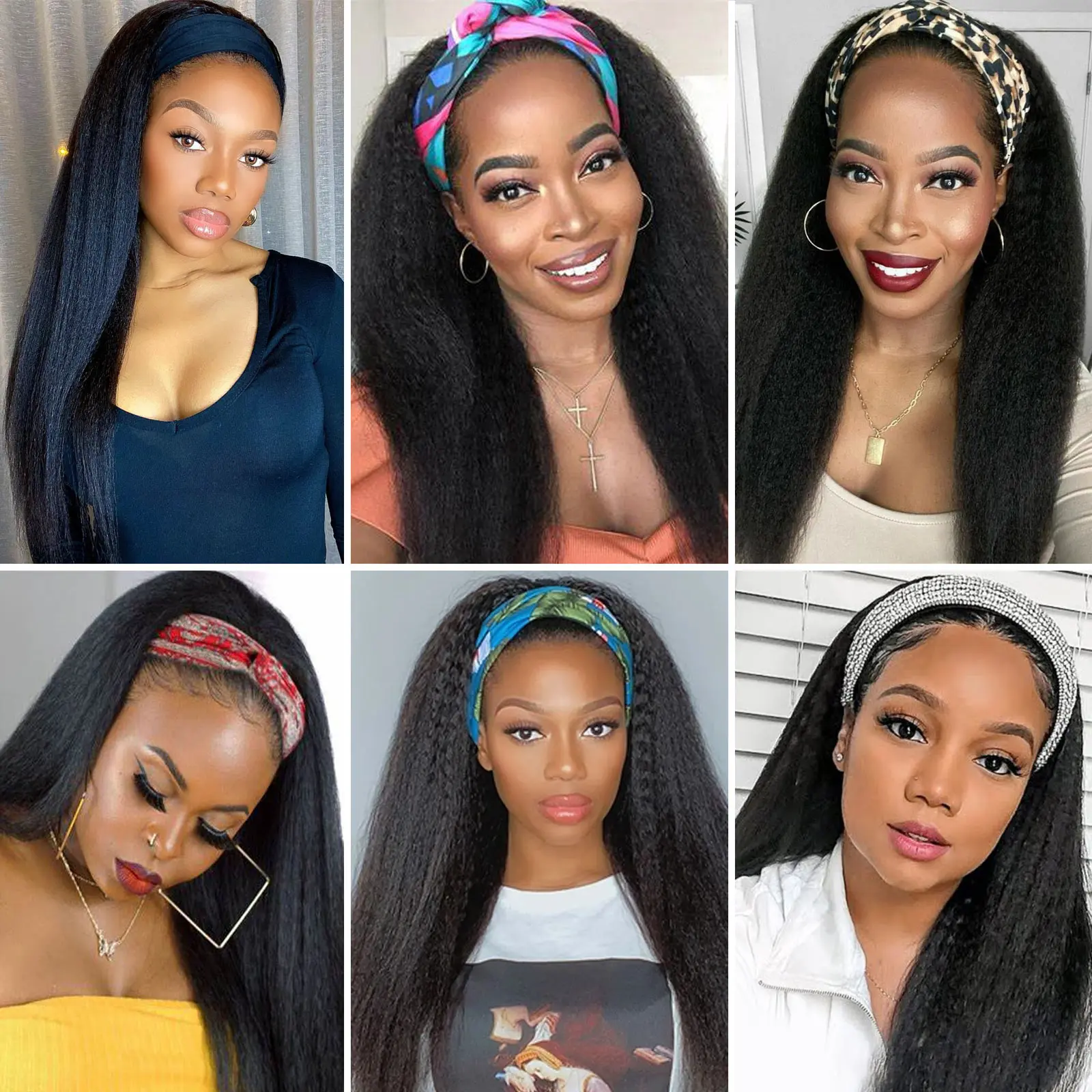 %name Headband Wig Synthetic Water Wave Headband Wigs for Black Women Deep Wavy Wigs with Headbands Attached Glueless Black Half Wig