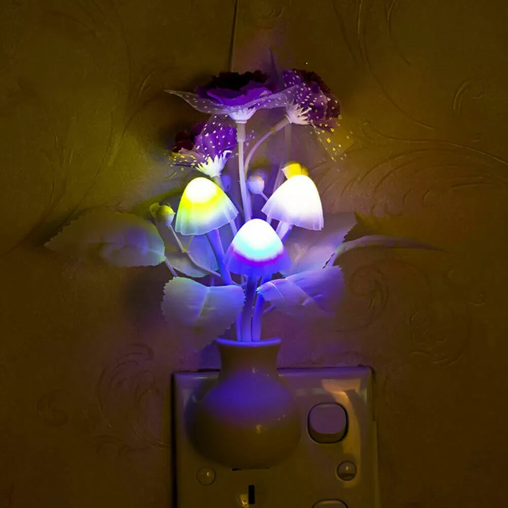 %name LED Lilac Night Light Lamp Colorful Rose Mushroom Lamp Romantic Lilac Night Lighting for Home Art Decor US/EU Plug