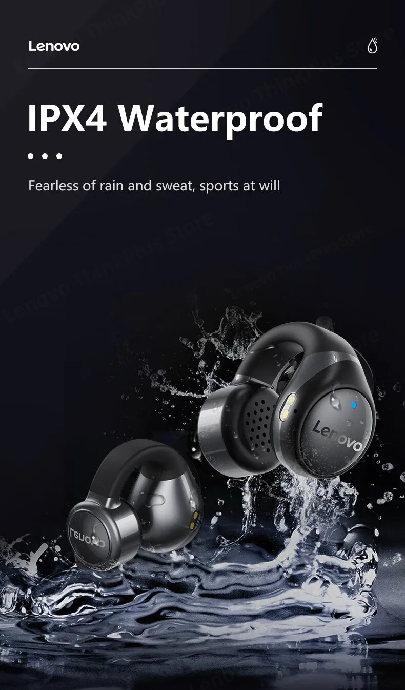 %name Lenovo X20 Earphones Bluetooth 5.3 Ear Clip Gaming Earphones Wireless Headphones Touch Control Earbuds 350mAh New Design