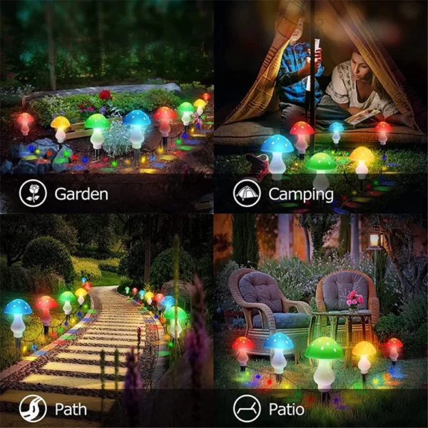 Solar Mushroom Light Garden Outdoor Decor 8 Modes Waterproof Mushroom Lamp Pathway Landscape Yard Easter Halloween Xmas Sunlight - Image 4