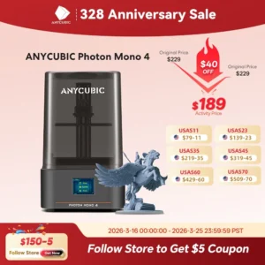 ANYCUBIC Photon Mono 4 AE Version LCD UV Resin 3D Printer with 7" 10K high-definition screen High-Speed 3D Printing 153×87×165mm