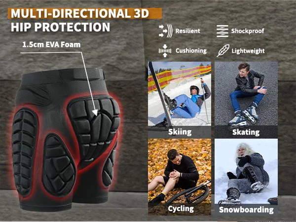 WOSAWE Padded Motorcycle Shorts Outdoor Sports Skiing Shorts Hip Pad Protector Armor Ski Snowboard Skate Pants Motor Shorts - Image 4
