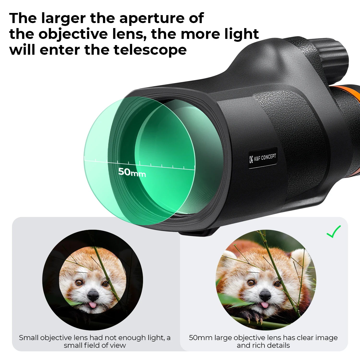 K&F Concept 12X50 Monocular Telescope IP66 Waterproof HD BAK4 Monocular for Birdwatching Hunting Travel with Phone Holder Tripod - Image 3