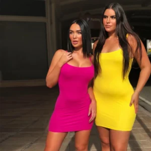 Women's sexy tight sleeveless suspender pajamas can be worn as outerwear hip skirt home clothes