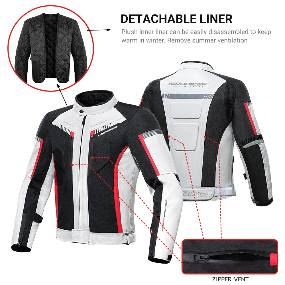 HEROBIKER Waterproof Motorcycle Jacket Man Racing Jacket Wearable Motorcycle Pants Moto Clothing With EVA Protection - Image 3