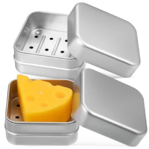 2Pcs Aluminum Soap Box With Lid Drainage Travel Soap Holder Lightweight Metal Soap Dish Storage Case Bar Soap Cases Holder