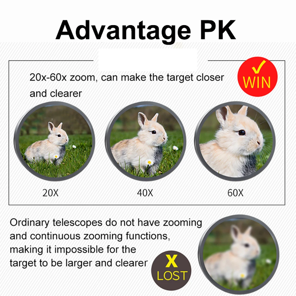 BORWOLF 20-60X70 Binoculars High Magnification Long Range Zoom 60 Times Hunting Astronomical Telescope HD Professiona Zoom - Image 3