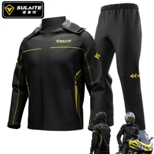 SULAITE Motorcycle Rain Suit Men Women Rain Gear Waterproof Protective Rain Coat with Pants 2 Pieces Breathable Outdoor