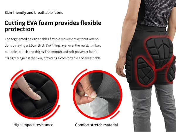 WOSAWE Padded Motorcycle Shorts Outdoor Sports Skiing Shorts Hip Pad Protector Armor Ski Snowboard Skate Pants Motor Shorts - Image 5