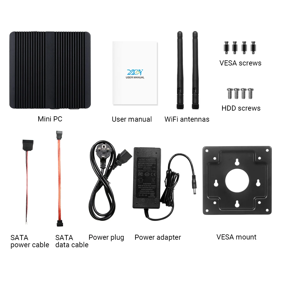 XCY Fanless Mini PC Intel Celeron J1900 Quad-Cores 2.0GHz 2x RS232 2x LAN Windows 10 Linux Embedded IoT Industrial Computer - Image 6