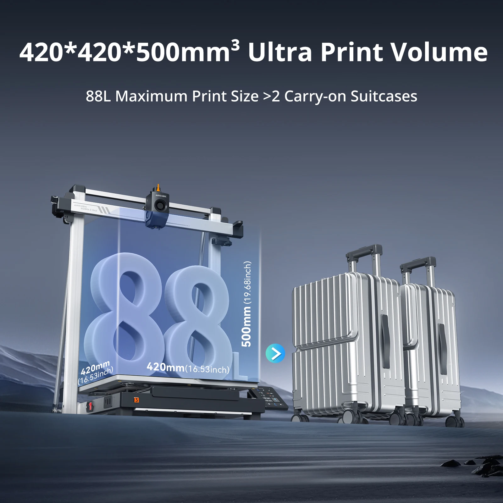 ANYCUBIC Kobra 3 Max Multi-Color 3D Printer Max Speed 600mm/s Massive Build Volume 500*420*420mm Smart APP Control - Image 3