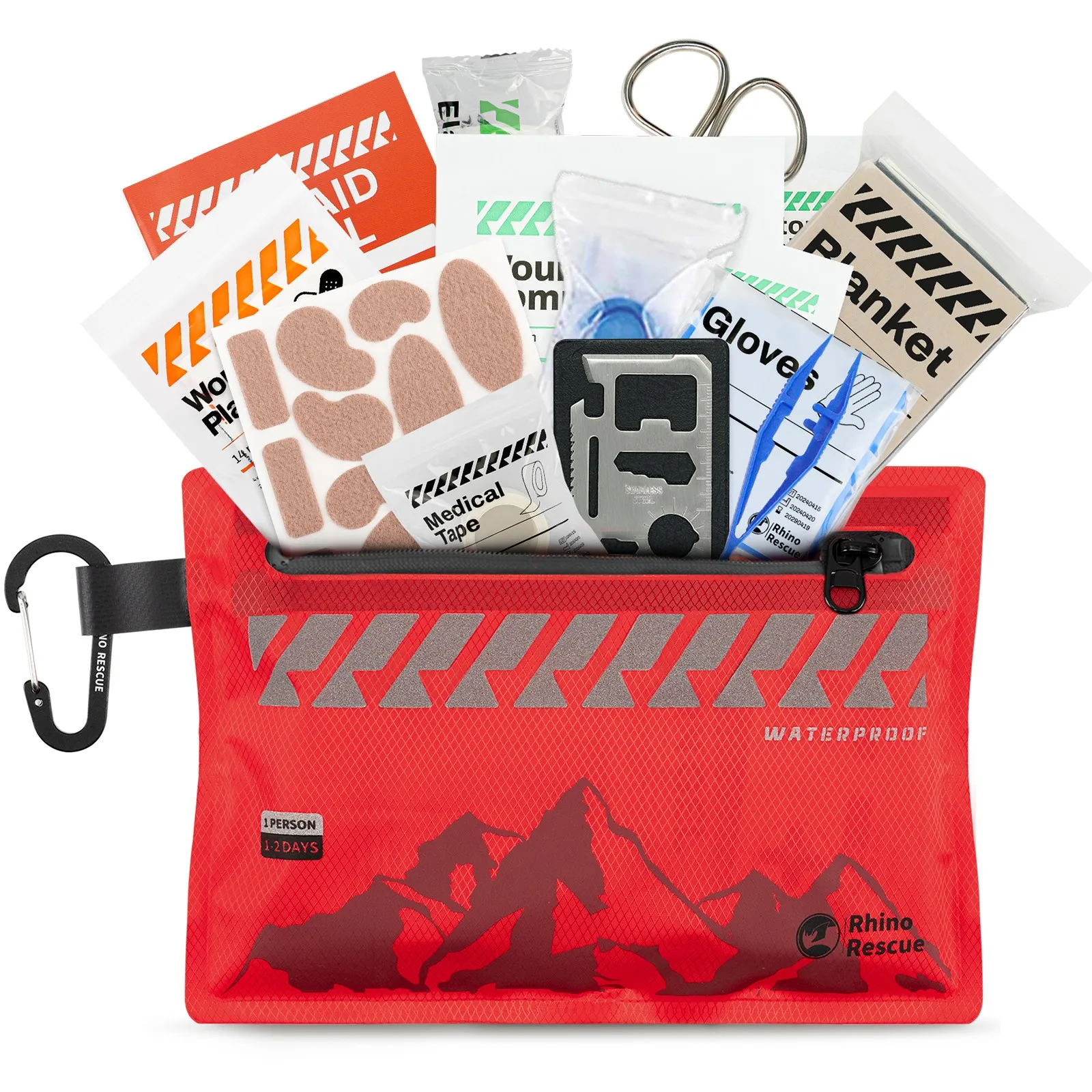 Small First Aid Kit RHINO RESCUE Ultralight Waterproof Medical Kit for Hiking Camping Backpacking Cycling Travel Vehicles 105PC - Image 2