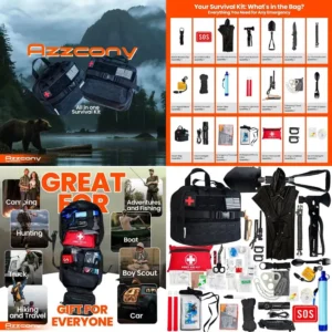 Emergency Survival Kit with First Aid Gears and Supplies - EDC Go Bugout Bag - Get Home Backpack for Camping Outdoor - Tactical