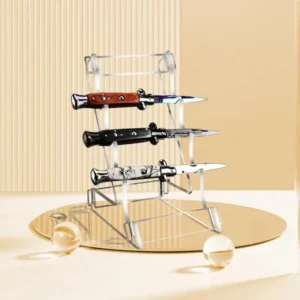 1pc Acrylic Knife Display Stands Pocket Knives Holder 3 Tier Clear Acrylic Hunting Survival Knife Folding Knife Display Rack