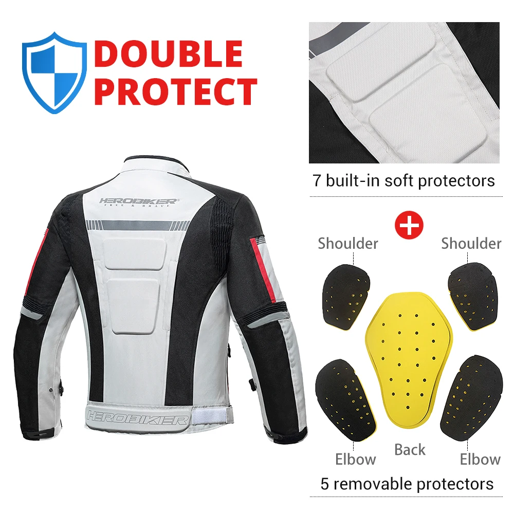 HEROBIKER Waterproof Motorcycle Jacket Man Racing Jacket Wearable Motorcycle Pants Moto Clothing With EVA Protection - Image 4