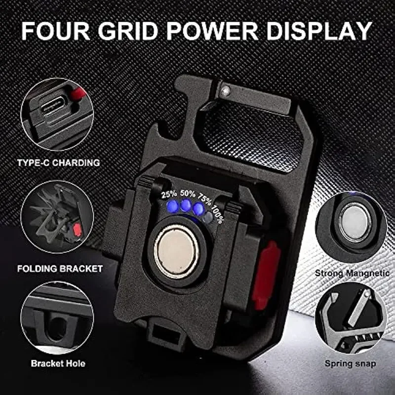 Mini LED Flashlight Magnetic COB Outdoor Camping Pocket Work Light 800 Lumens USB Rechargeable 7 Modes Spotlights - Image 2