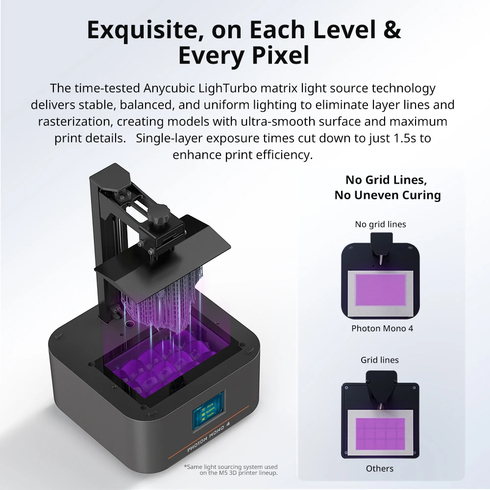 ANYCUBIC Photon Mono 4 AE Version LCD UV Resin 3D Printer with 7" 10K high-definition screen High-Speed 3D Printing 153×87×165mm - Image 4