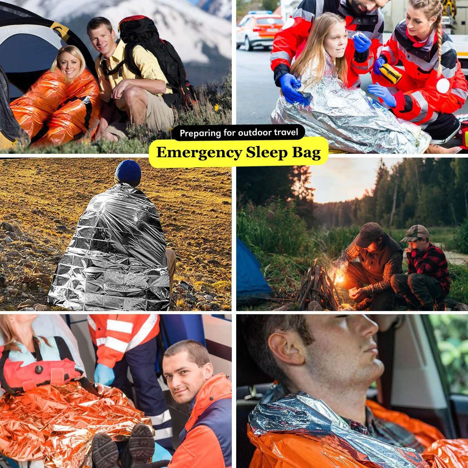 Portable Waterproof Emergency Survival Sleeping Bag Outdoor Edc Camping Gear Thermal Sack First Aid Rescue Kit Mylar Blanket - Image 4